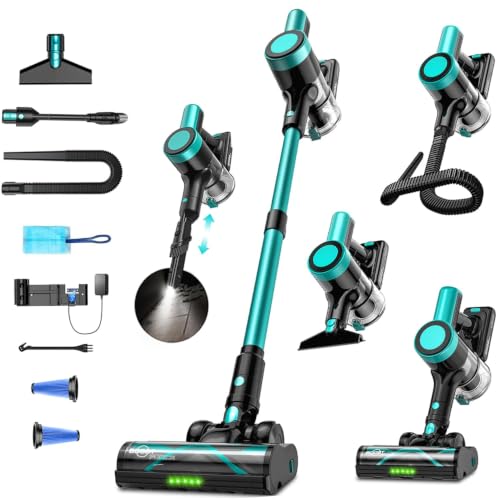 Image of Cordless Vacuum Cleaner, 500W 55KPa 10-in-1 Self-Standing Stick Vacuum with Smart LED Display, Vacuum Cleaners for Home, Pet Hair, Carpet, Hard Floors and Car
