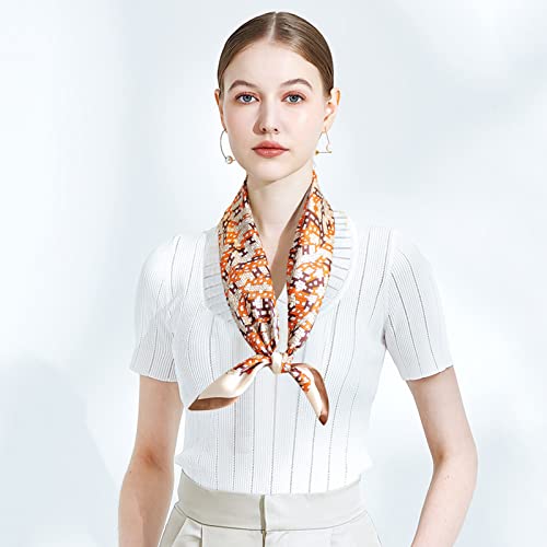Silk Scarf Women Square Scarves Flower Houndstooth Printed Satin Small Scarves Neckerchief Bandanas Hairband 70×70cm2