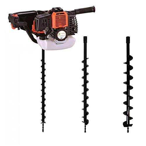 GT Garden Tarière Thermique 52 cm3-3 CV + Lot de 3 mèches (40, 60 et 80 mm)