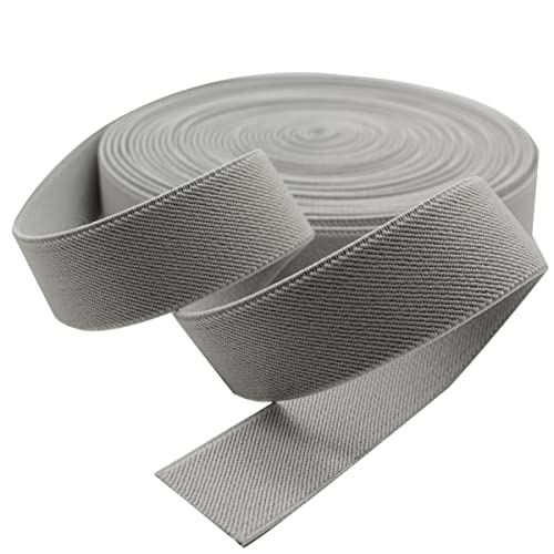 Sewing Elastic Band 1-Inch By 10-Yard Gray Colored Double-Side Twill Woven Elastic #TOP1