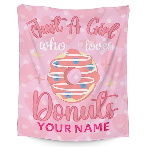 Girls Blanket - 60"x80" Cute Donut Throw Blanket Gifts for Girls - Personalized Pink Soft Fuzzy Doughnut Blanket for Bed, Couch & Living Room