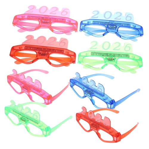 BESPORTBLE 8-teilige Silvester-partybrillen, 2026 Led-leuchtbrillen Mit Austauschbaren Batterien, Im Dunkeln Leuchtendes Partyzubehör Für Festivals, Karneval Und Feiertage
