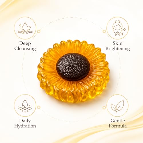 Image of Sunflower Brightening Soap for Men & Women | Vitamin C, Niacinamide & Glutathione, Dark Spot & Pigmentation Care, Daily Bath Soap, Paraben-Free Skin Care