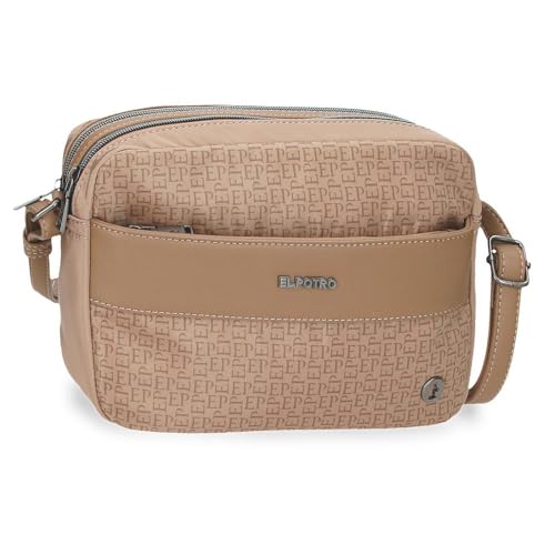 El Potro Luna Bandolera Dos Compartimentos Beige, 25x18x7 cms, Poliéster con Detalles en Piel Sintética by Joumma Bags