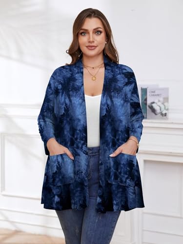 Image of BELAROI Plus Size Lightweight Cardigan Sweaters for Women Casual Open Front 3 /4 Sleeve Cover Up