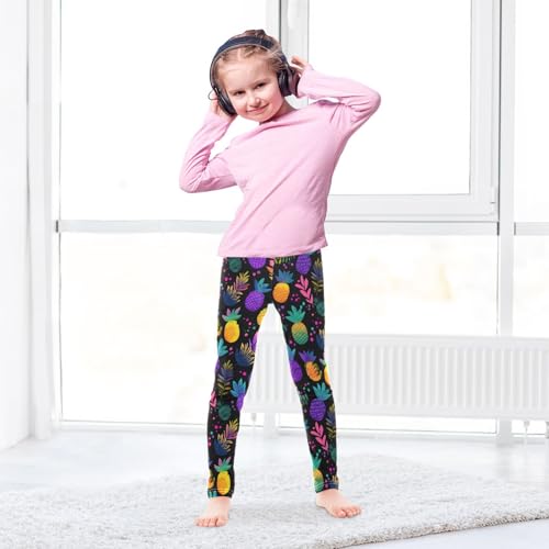 ALAZA Girls' Leggings Children's Yoga Pants Skinny Printed Dance Colorful Pineapple Neon Comfortable 4T3