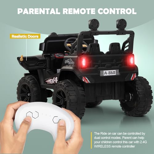 Image of Baybee 4x4 Battery Operated Jeep for Kids, Ride on Toy Baby Car with LED RGB Light & Music, Rechargeable Electric Jeep, Big Battery Car for Kids (Wrangler, Wrangler Black)