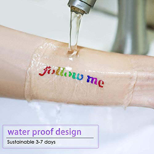 Xpassion Tattoo-set met tijdelijke glitter, voor kinderen, tieners en volwassenen, met 15 kleuren glitters, 48 vellen, uniek thema-tattoosjabloon - Image 6