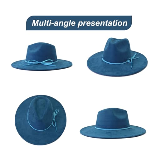 Image of Fedora Hats for Women Man with Big Wide Brim Classic Suede Panama Hat Western Outdoor hat