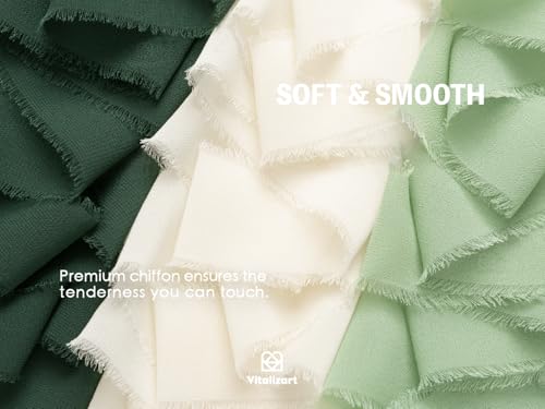 Vitalizart Chiffon Silky Ribbon 3 Rolls 1.5'' x 7 Yd Green & Cream - Image 3