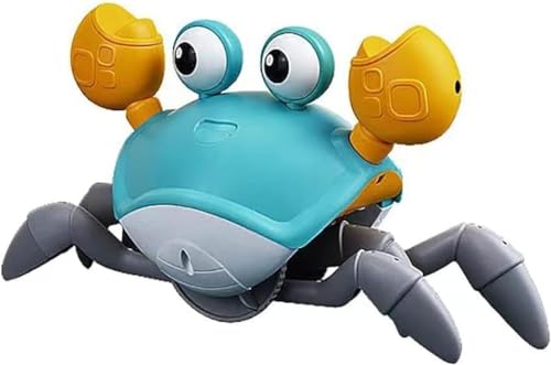 SKY-TOUCH Electric Runaway Crab Crawling Crab BabY Toy with Music and LED Light Up Toddler Interactive Learning Development Toy with Automatically Avoid Obstacles For Babies Toddlers and Kids