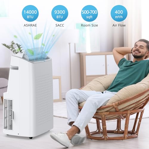 Image of Garvee 14000 BTU Portable Air Conditioner for Rooms up to 750 Sq. Ft, 3-in-1 AC Unit with Cooling, Dehumidifier & Fan, 3 Fan Speeds, 24H Timer, Energy-Saving, Auto Swing, Remote & Window Kit, White