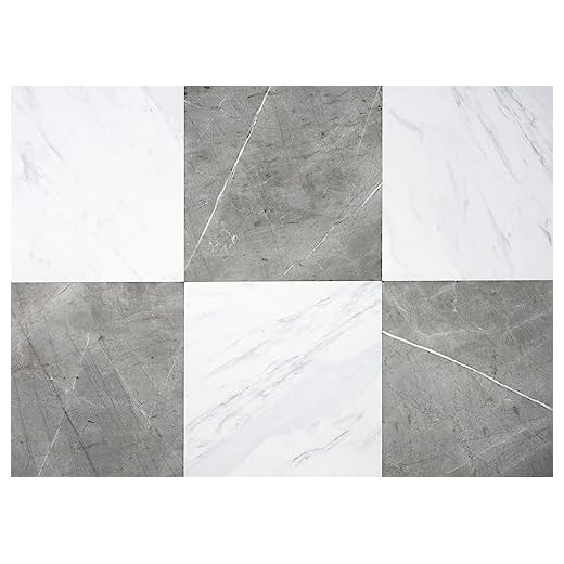 FloorPops x Chris Loves Julia 12-in by 12-in Bonneville Grey & White Marble Peel & Stick Floor Tiles, FP4421