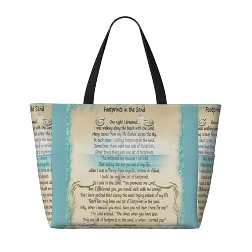 Footprints In The Sand Large Capacity Beach Travel Bag – Lightweight Foldable Waterproof & Sandproof Tote With Multiple Pockets,Beach Vacation Essentials2