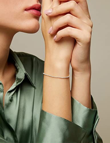 nometo 925 Sterling Silver Rope Chain Bracelet Box Chain Bracelet 2mm3mm5mm Gold/Silver Bracelet for Men Women Silver Bracelet 6.5-9 Inches2