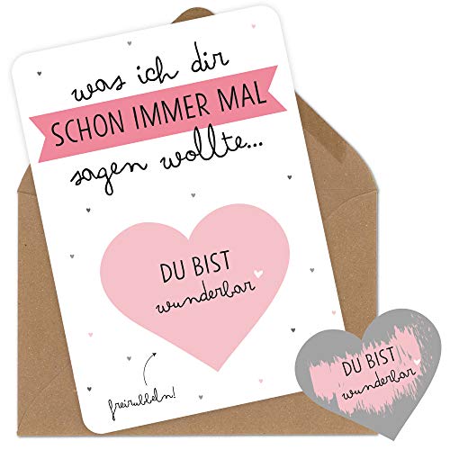 Rubbelkarten Grußkarten mit Umschlag du bist wunderbar für den Freund die Freundin den Mann der Frau der Mama den Papa zum Jahrestag Geburtstag Hochzeitstag