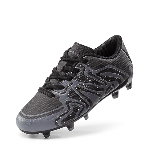 DREAM PAIRS Boys Girls Soccer Cleats Youth Firm Groud Baseball Cleats Sport Athletic Outdoor Trainning Football Shoes for Little/Big Kid 10 Toddler Black/Dark/Grey/White