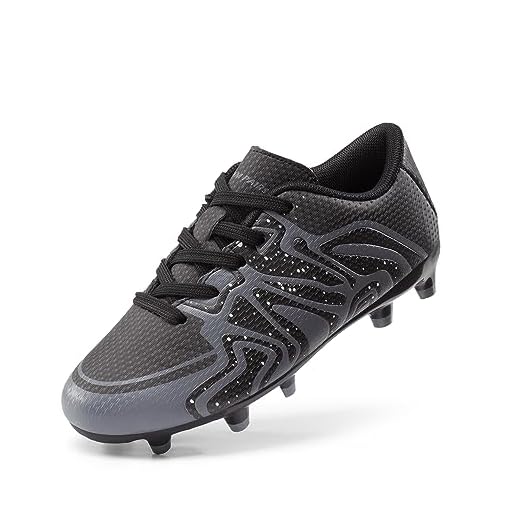 DREAM PAIRS Boys Girls 160472-K Black Dark Grey White Soccer Football Cleats Shoes Size 10 M US Toddler