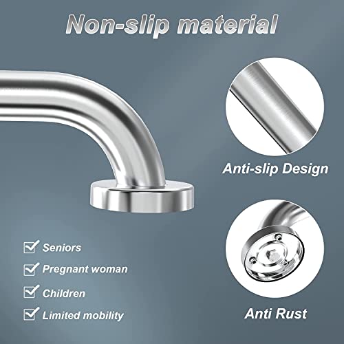 Image of RAB Grab Bar Handle Stainless Steel for Bathroom and Home Pack of 6-pcs (Code:- Hand Grab Bar, Finish:- Matt, Size:- 8 inch )