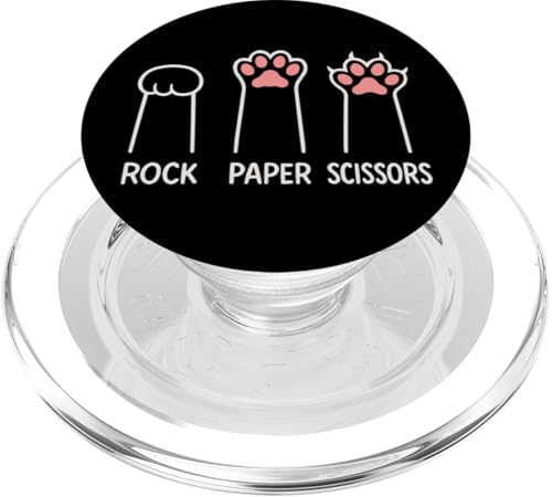 Rock Paper Scissors Cute Paw Funny Cat Lover Women Men Kids PopSockets PopGrip para MagSafe