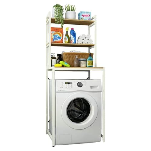 MAGIC SELECT Estantería Superior para Lavadora | Estante Organizador de Baño Ahorra Espacio | Mueble de Almacenamiento para Cuarto de Baño de 3 Niveles | Madera E1 y Acero.