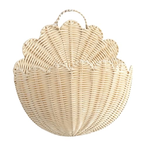 Cestas De Mimbre Para Organizar,Decoración Rústica para Pared,Cesta de Mimbre Ondulada Almacenamiento Decorativo - Para Sala Baño Cocina Guardería Granja Apartamento Fruta Verdura Juguetes Herramienta