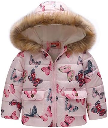 Jchen Girls Winter Jacket Kids Hooded Down Coats Fleece Lined Thicken Warm Parka Jacket Outerwear with Faux Fur Trim Hood White