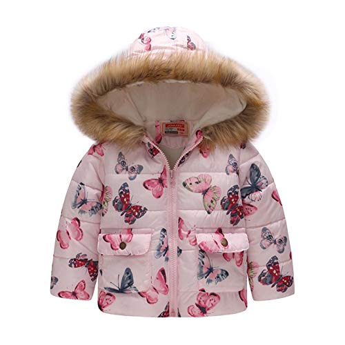 Jchen Girls Winter Jacket Kids Hooded Down Coats Fleece Lined Thicken Warm Parka Jacket Outerwear With Faux Fur Trim Hood White #TOP23