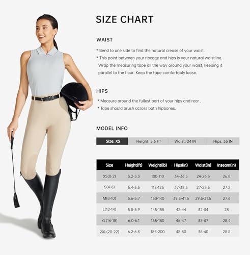Willit WILLITAOB0150839323WA Women'S Horse Riding Pants Knee-Patch Equestrian Breeches Horseback Schooling Tights Zipper Pockets Light Khaki M thumb #5