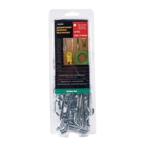 Lehigh Crawford Zinc Plated Black/Silver Steel Peg Hook Assortment 32 pk