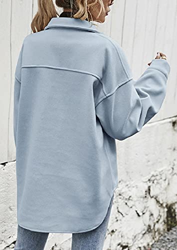 CHARTOU Women's Loose Turn Down Lapel Single Breasted Short Pea Coat Jacket3