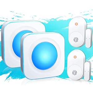 Wireless Door Sensor 600Ft Door Chime for Business When Entering 39 Chimes 4 Volume Level Window Sensors for Home Security Flashing Light（2 Sensors & 2 Receivers White）