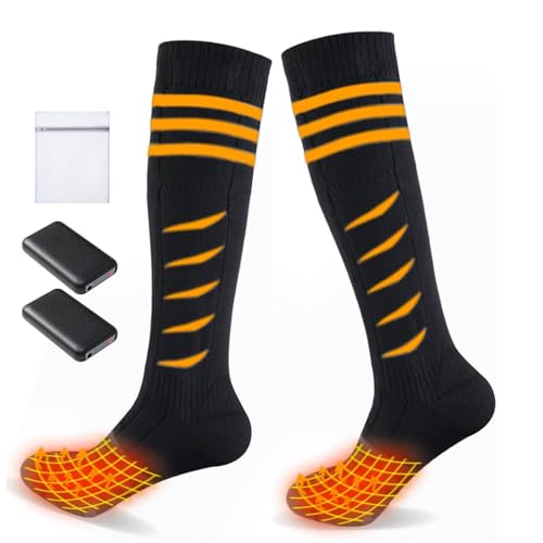 Calcetines Calefactables,Calcetines Calefactables para Mujer Hombre, 4000mAh Batería Calcetines Térmicos Recargables para Esquí,Ciclismo (EU) 36-46