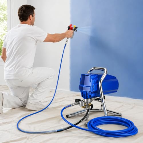 1800W Airless Paint Sprayer 3000 PSI de alta presión con manguera 5M, recubrimiento eficiente sin adelgazamiento para paredes exteriores interiores del hogar, herramienta de pintura compacta de bricol