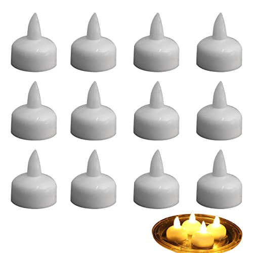 12 velas flotantes sin llama, velas flotantes de 1.6 pulgadas que funcionan con pilas, velas con diferentes luces de llama parpadeante, candelabros LED de mano, velas para decoración de centros de