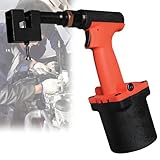 ✔️【RÉGLABLE】: La tête de serrage du pistolet de poinçonnage peut pivoter à 360° à n'importe quel angle. Le percuteur s'adapte également à l'angle de la tête de serrage et les marges peuvent être ajustées en fonction de la situation réelle de la pièce.