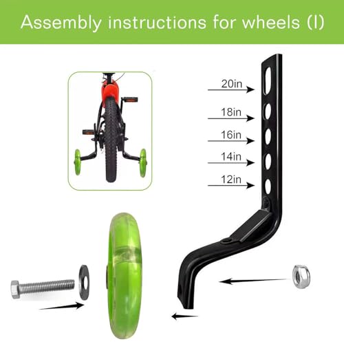 Image of DDJKCZ Training Wheels Flash Mute Wheel Bicycle Compatible for Bikes of 12 14 16 18 20 Inch