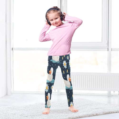 Toddler Girls Leggings Printed Yoga Pants Leggings White Swimming Duck for Kids4