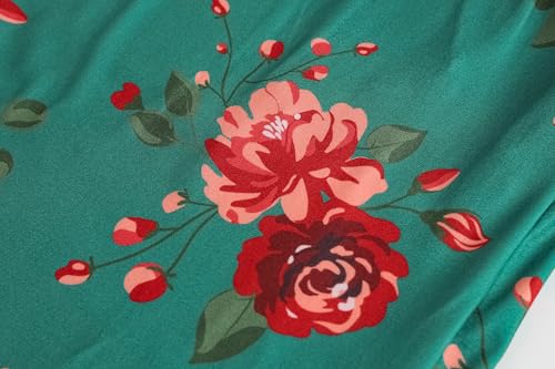Image of Vozanet Women's Short Sleeve Top and Shorts Pajama Sets Plus Size V Neck Colorful Flower Nighty Loungewear With TWO Pockets