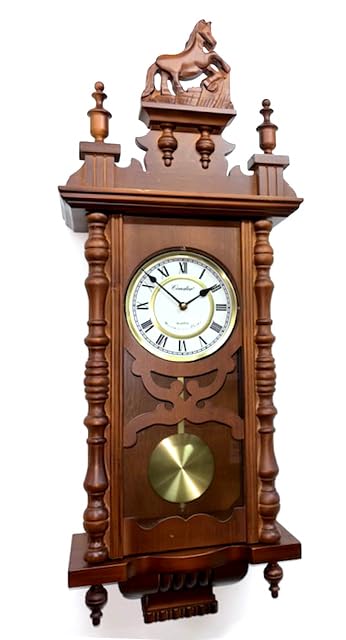 Pendelwanduhr, 77 cm, Pendeluhr, schöne Quarzwanduhr, römische Ziffern, geschütztes Pendel