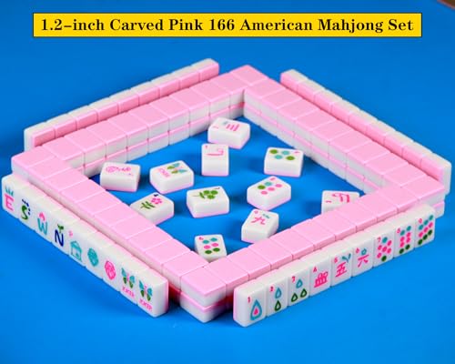 Juego Americano Mahjong con fichas rosa 166 piezas miniatura 6