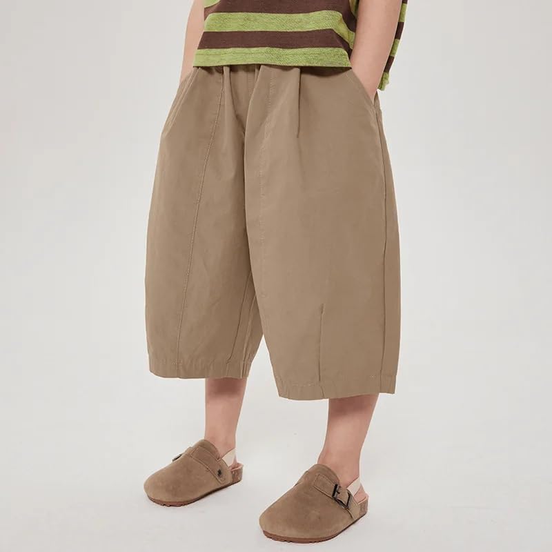 Dninmim Kids Solid Casual Calf-Length Pants Loose Thin Style Middle Pant2