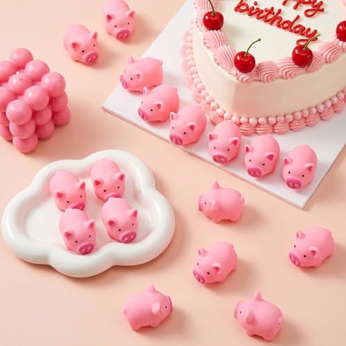 Image of Goaste 100 Pieces Mini Rubber Pigs Bulk, Pink Bathtub Piggy Set, Cute Floating Squeaky Piggies, Tiny Float Squeak Pig for Shower, Birthday Party, Halloween, Class Carnival Prizes