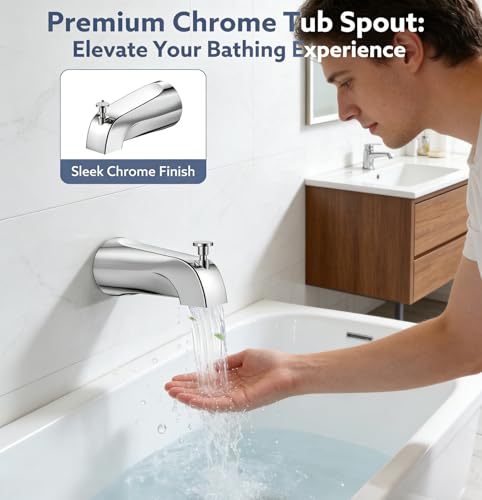 Tub Spout with Diverter, 1/2" Chrome Bathtub Faucet Spout Replacement, Slip-Fit Copper Pipe Connection, Easy Install Universal for Bathroom Shower — view 4