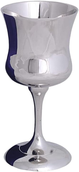 (D) Judaica Brass Kiddush Cup Silver Polished H 5.5" 5 Oz (Glossy)