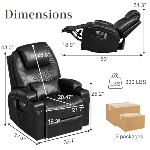Sillón reclinable eléctrico negro cuero sintético miniatura 2