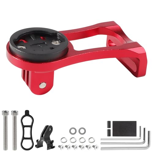ALU Soporte Manillar Bicicleta para Garmin Edge 530 540 520 510 500 200 130 25 20 840 830 820 810 800 1000 1030 1040 Plus Explore 2 con Soporte Bici de Montaña para Luces y Cámara Acción - Rojo
