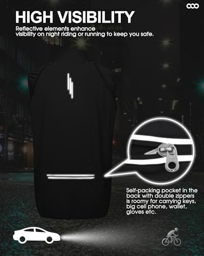 Image of 33,000ft Men's Cycling Jacket Long Sleeve, Waterproof Running Bike Vest Outerwear Reflective Windproof Sleeveless Jacket