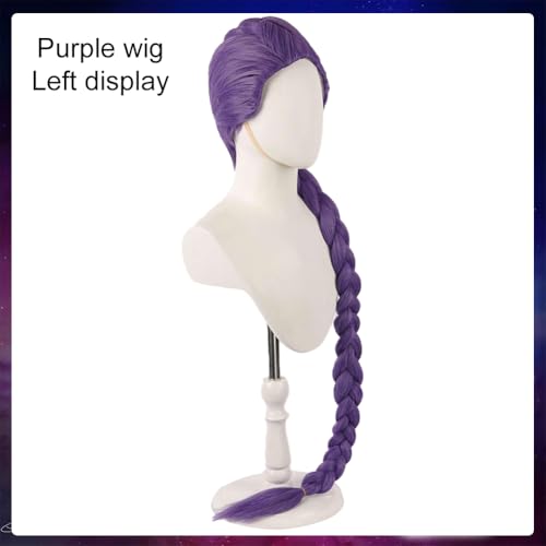 ELETON Demon Costume Halloween Cosplay Costume Long Straight Hair Accessory for Girl Women (Purple - Rumi)4