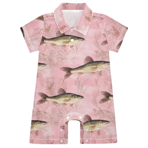 Caihoyu Cotton Baby Boy Clothes Polo Neck Short Sleeve Baby Unisex Outfit for Summer 6M Funny Walleye Fishes